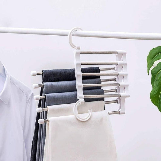 Hanger-5 In 1 Stainless Steel Multifunction Retractable Rack Trouser Hanger(Pack of 2)